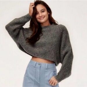 Aritzia Wilfred Free Lolan Sweater Pullover Cropped Alpaca Wool Gray XS